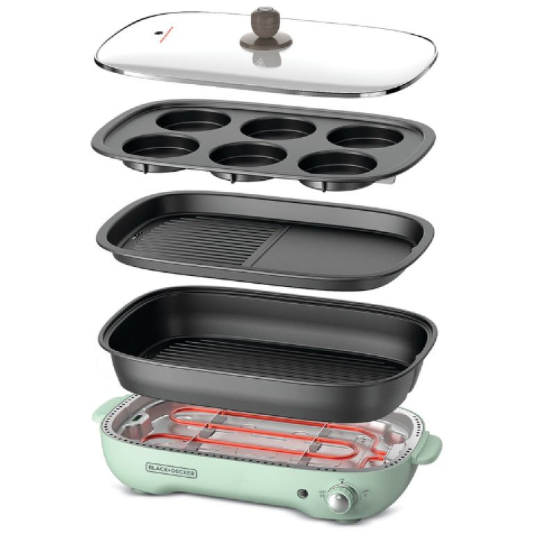 Black+Decker Electric Grill, 1400 Watt, Green - GH1400 Black+Decker Electric Grill, 1400 Watt, Green - GH1400